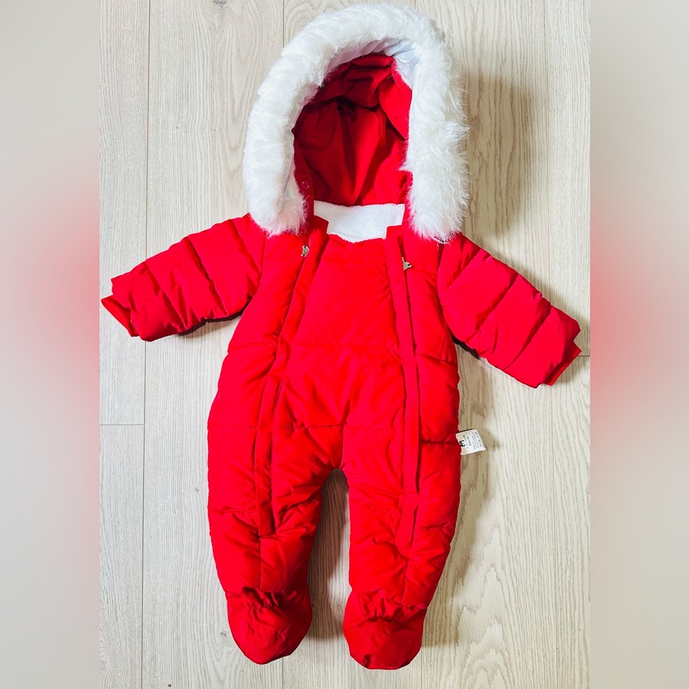 Red Infant Winter Snowsuit With Footies Attached
